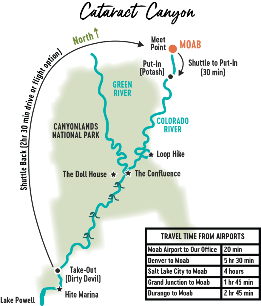 Cataract Canyon River Rafting Map – Mild to Wild Rafting