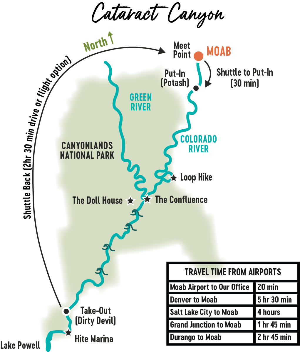 Cataract Canyon River Rafting Map – Mild to Wild Rafting