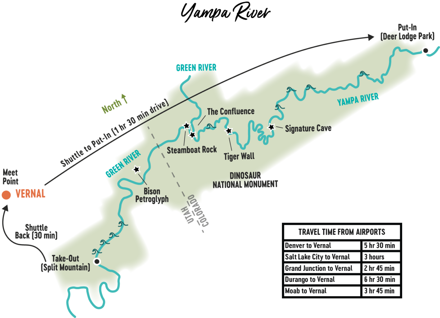 Yampa River Rafting Trip Map – Mild to Wild Rafting