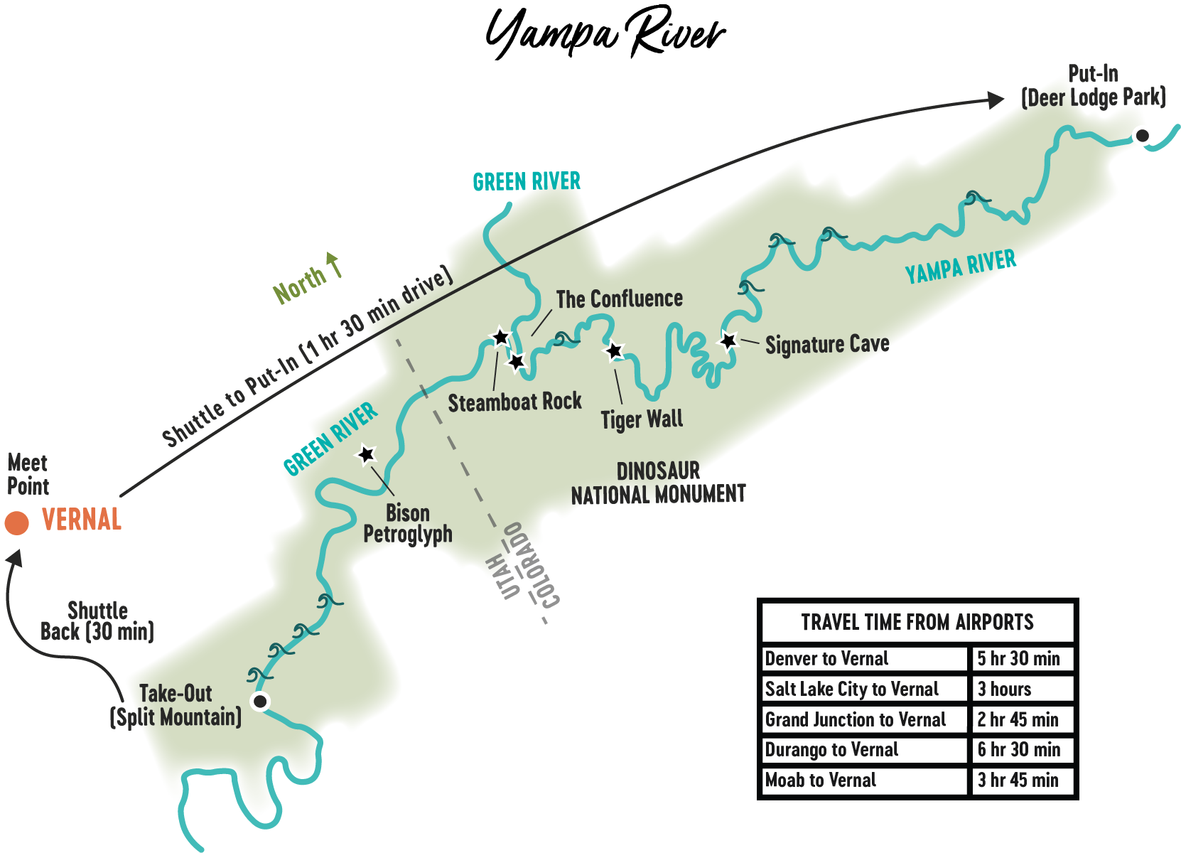 Yampa River Rafting Trip Map – Mild to Wild Rafting