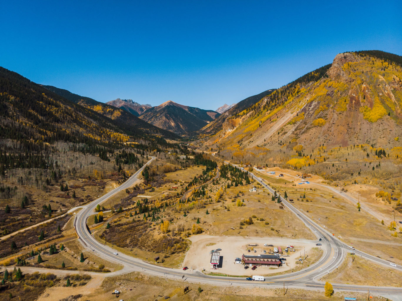 Drone Shot of Entrance/Exit to Silverton - San Juan Skyway - Mild to Wild