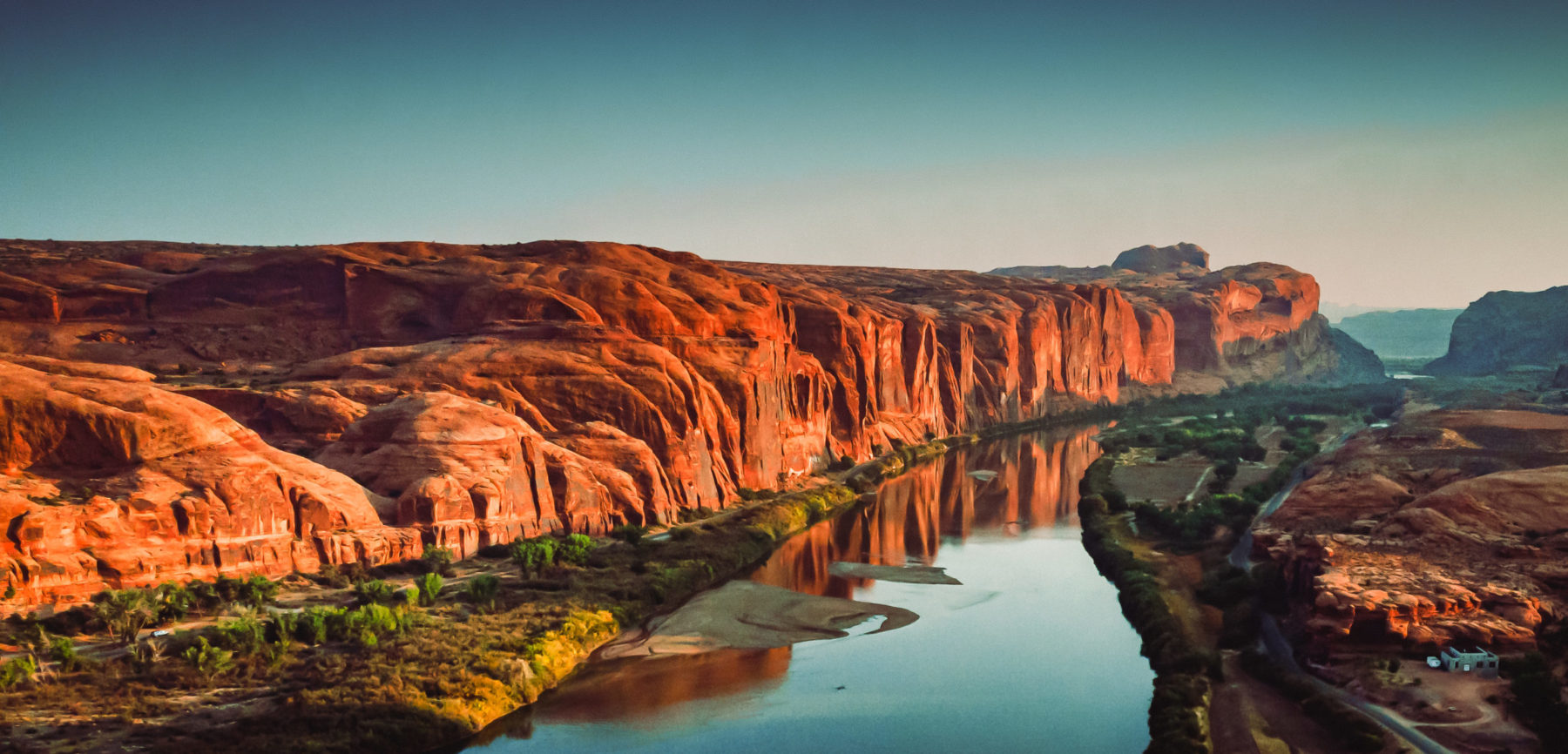 Morning Moab Drone Shot - Hero Backgrounds - Mild to Wild