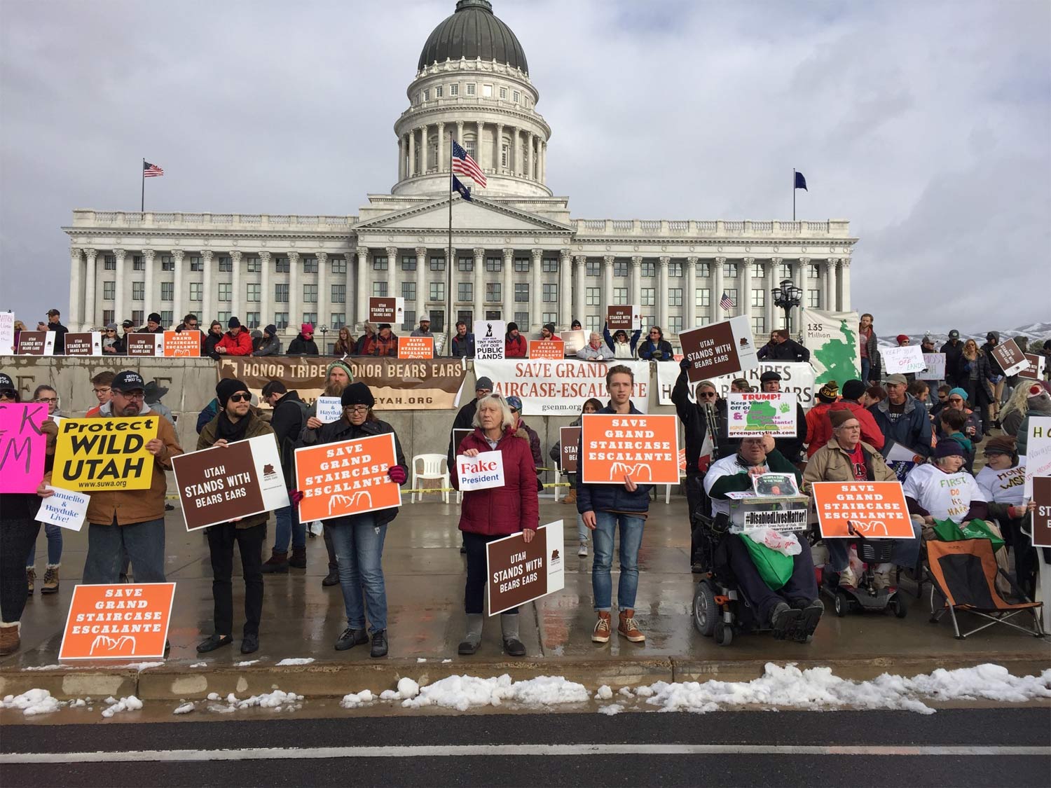 Protesters outside the Utah Capitol for Utah Wild Lands - Southern Utah Alliance - Mild to Wild