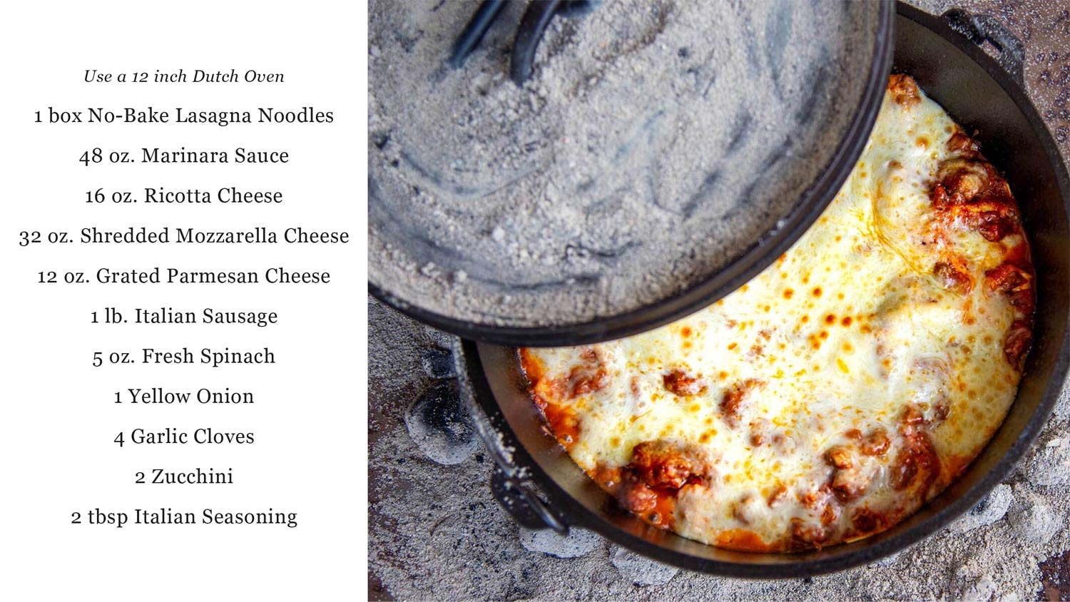 Dutch Oven Lasagna - Camping Recipes - Mild to Wild