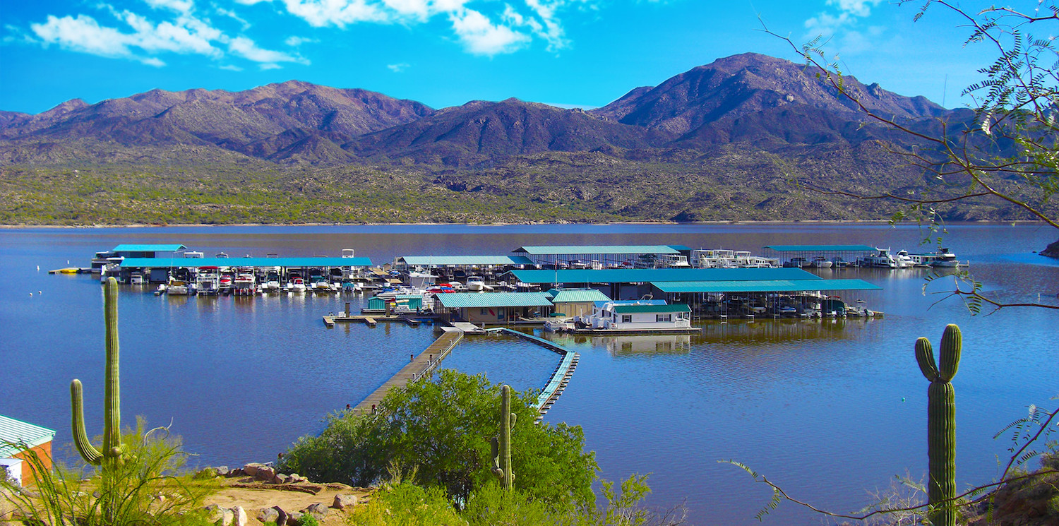 Landscape shot of Bartlett Lake Marina - Mild to Wild 