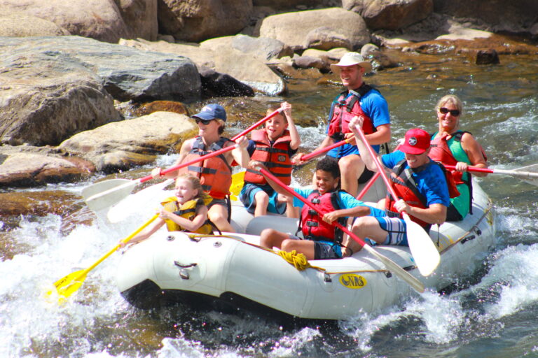 Lower Animas River Rafting - Close up of group rafting through white water