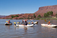 Castle Valley - Wide shot of group kayaking