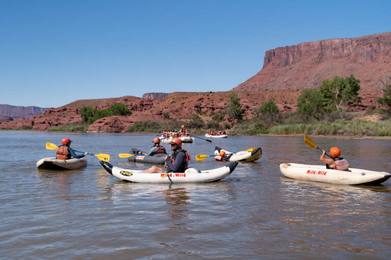 Castle Valley - Wide shot of group kayaking