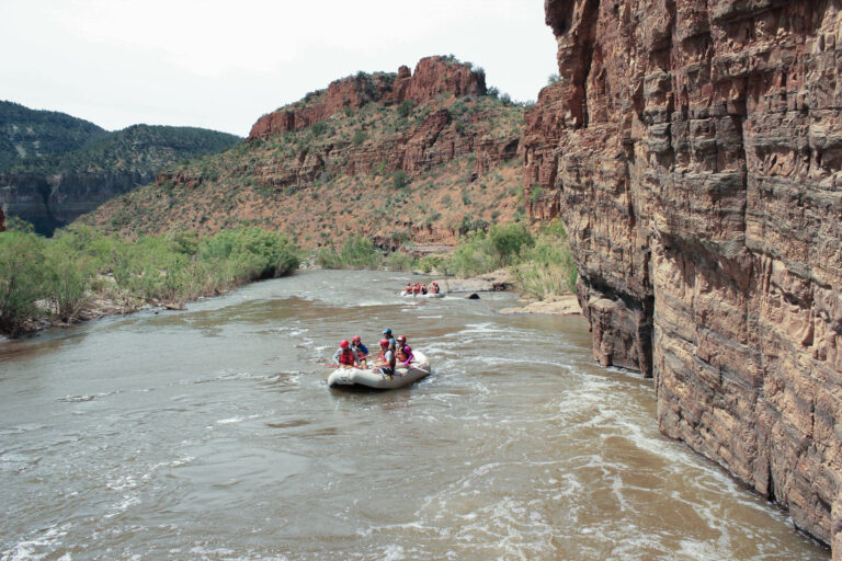 Salt River - Wide view of groups rafting flatwater 