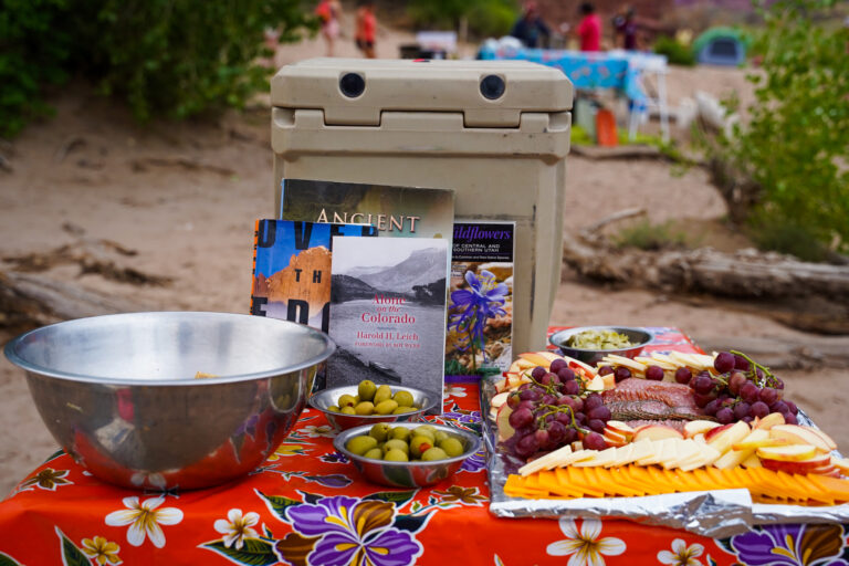 Food spread on table with books - Mild to Wild