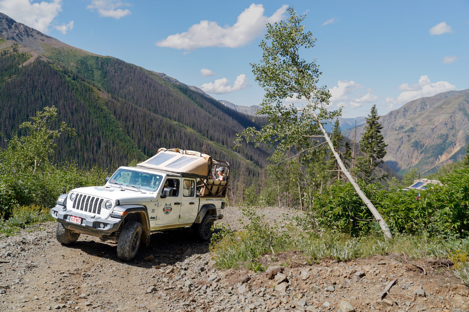 Mild to Wild Jeep Gladiator going up Mini Gulch in Silverton, CO