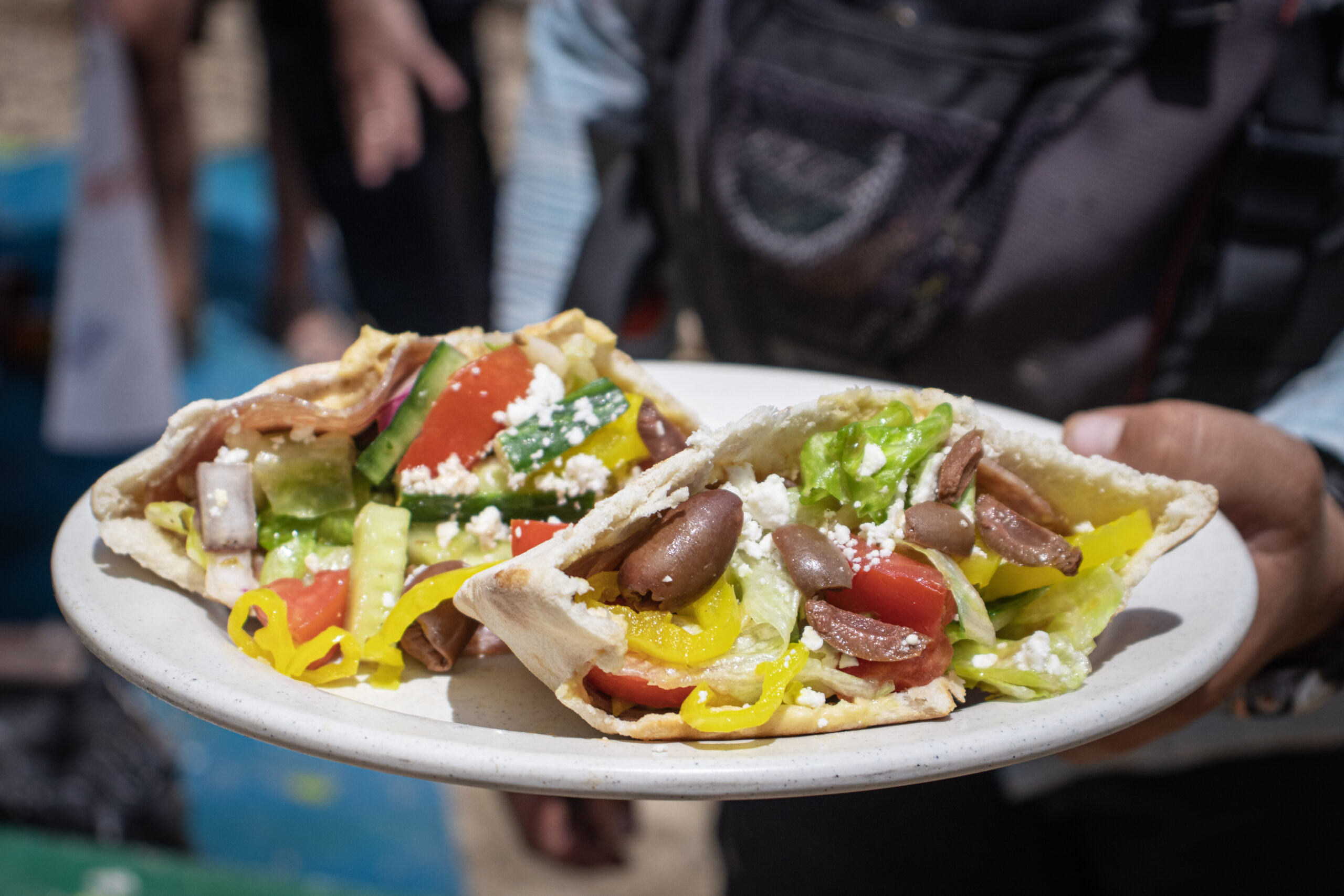 Pita and veggies meal